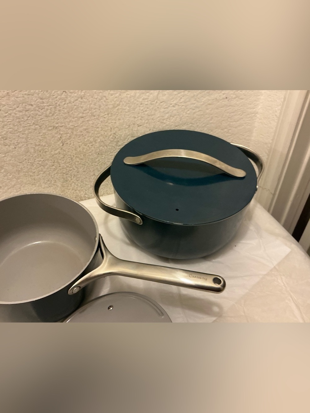Caraway Home Non-Stick Dutch Pan Navy  Casserole Pan & sauce pan set of 2 - Picture 7 of 15